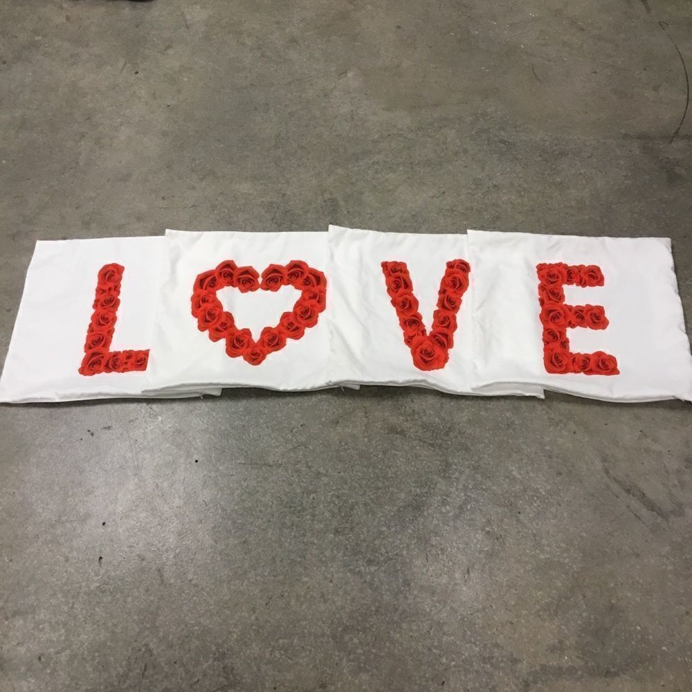 Rose Love Letter Throw Pillow Cover Set (4)